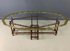 Faux Bamboo Coffee Table with Brass and Glass Top - 2498512
