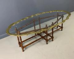 Faux Bamboo Coffee Table with Brass and Glass Top - 2498513