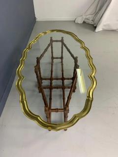 Faux Bamboo Coffee Table with Brass and Glass Top - 2498515