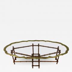Faux Bamboo Coffee Table with Brass and Glass Top - 2498904