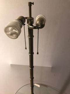 Faux Bamboo Form Chrome Standing Floor Lamp Table Art Deco in Form - 4243916