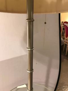 Faux Bamboo Form Chrome Standing Floor Lamp Table Art Deco in Form - 4243918
