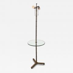 Faux Bamboo Form Chrome Standing Floor Lamp Table Art Deco in Form - 4247147