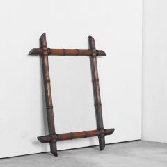 Faux Bamboo Mirror in Solid Wood 1940s - 4608912
