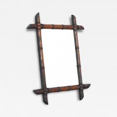 Faux Bamboo Mirror in Solid Wood 1940s - 4610209