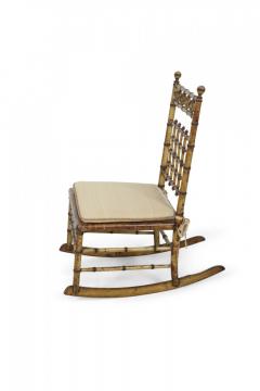 Faux Bamboo Small Cane Seat Rocking Chair - 4668367