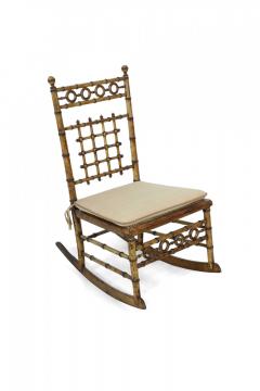 Faux Bamboo Small Cane Seat Rocking Chair - 4668373