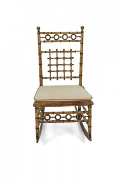Faux Bamboo Small Cane Seat Rocking Chair - 4668374