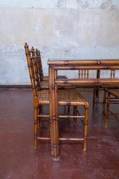 Faux Bamboo and Vienna Straw Dining Set 1970s - 4736840