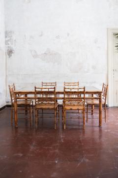 Faux Bamboo and Vienna Straw Dining Set 1970s - 4759449