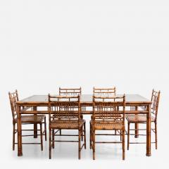 Faux Bamboo and Vienna Straw Dining Set 1970s - 4760112