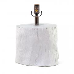 Faux Bois Tree Stump White Plaster Lamp - 1938104