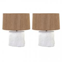 Faux Bois Tree Stump White Plaster Lamp - 1938106