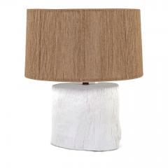 Faux Bois Tree Stump White Plaster Lamp - 1938107