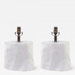 Faux Bois Tree Stump White Plaster Lamp - 1995245