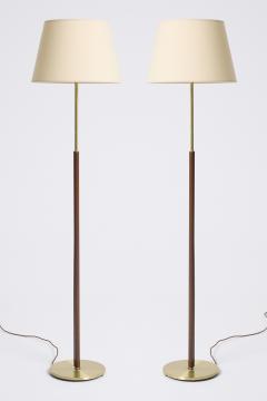 Faux Leather and Brass Floor Lamp - 4662230