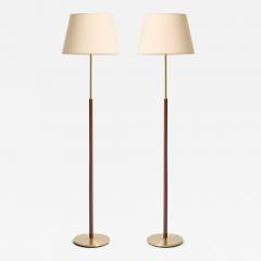 Faux Leather and Brass Floor Lamp - 4662231