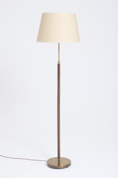 Faux Leather and Brass Floor Lamp - 4776728