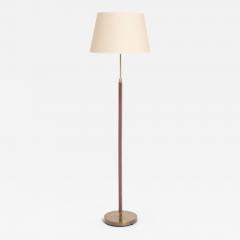 Faux Leather and Brass Floor Lamp - 4776747