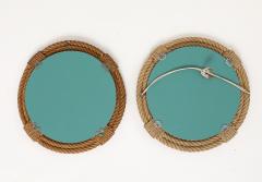 Faux Pair of Audoux Minnet Round Wall Rope Mirrors France 1960s - 3523063