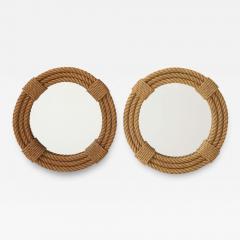 Faux Pair of Audoux Minnet Round Wall Rope Mirrors France 1960s - 3527384
