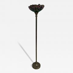 Faux Tiffany Shade Brass Base Floor Lamp - 4383799
