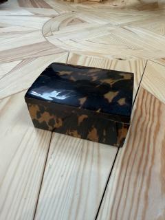 Faux Tortoiseshell Wood Box with Domed Lid - 4780535