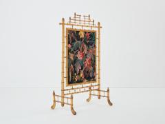 Faux bamboo giltwood French decorative firescreen 1960s - 3336866