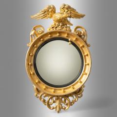 Federal Convex Wall Mirrors Carved Giltwood Opposing Eagles England 1830s - 3897875