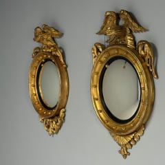 Federal Convex Wall Mirrors Carved Giltwood Opposing Eagles England 1830s - 3897879