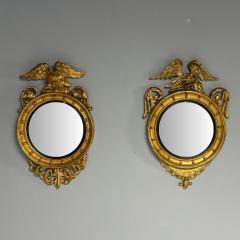 Federal Convex Wall Mirrors Carved Giltwood Opposing Eagles England 1830s - 3897884