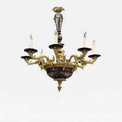 Federal Style Chandelier Bronze Ebony Europe 1960s - 4484917