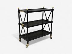 Federal Style Painted Wood Cane Ebonized Bar Cart USA 1970s - 4311162