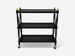 Federal Style Painted Wood Cane Ebonized Bar Cart USA 1970s - 4311163