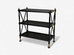 Federal Style Painted Wood Cane Ebonized Bar Cart USA 1970s - 4311164