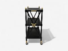 Federal Style Painted Wood Cane Ebonized Bar Cart USA 1970s - 4311166