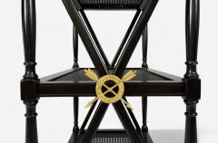 Federal Style Painted Wood Cane Ebonized Bar Cart USA 1970s - 4311167