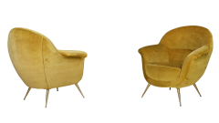 Federico Munari 1950s pair Federico Munari velvet and brass armchairs - 3243807