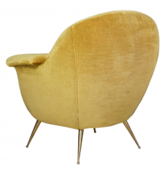 Federico Munari 1950s pair Federico Munari velvet and brass armchairs - 3243808