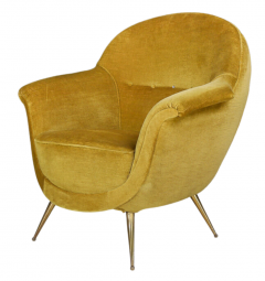 Federico Munari 1950s pair Federico Munari velvet and brass armchairs - 3243809