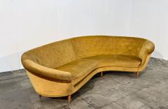 Federico Munari Curved Velvet Sofa by Federico Munari with Matching Armchairs Italy 1950s - 4498590