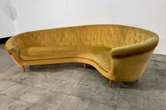 Federico Munari Curved Velvet Sofa by Federico Munari with Matching Armchairs Italy 1950s - 4498592
