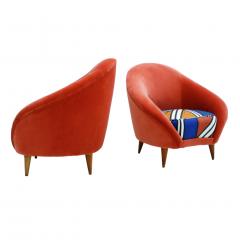 Federico Munari Federico Munari Mid Century Modern Velvet Pair of Italian Armchairs - 1087719