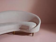 Federico Munari Federico Munari wood and fabric curved sofa Italy 1950s  - 3791628