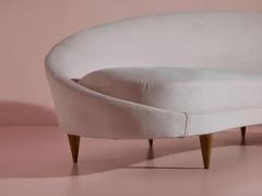 Federico Munari Federico Munari wood and fabric curved sofa Italy 1950s  - 3791659