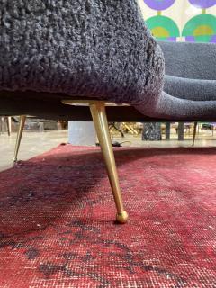 Federico Munari Midcentury Italian Blue Wool Sheep Curved Sofa by Federico Munari - 1448467