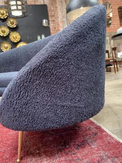 Federico Munari Midcentury Italian Blue Wool Sheep Curved Sofa by Federico Munari - 1448468