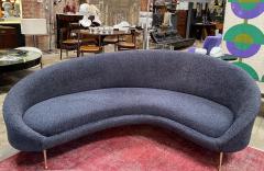 Federico Munari Midcentury Italian Blue Wool Sheep Curved Sofa by Federico Munari - 1448469