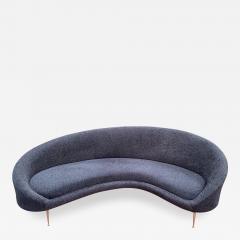 Federico Munari Midcentury Italian Blue Wool Sheep Curved Sofa by Federico Munari - 1451804