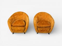 Federico Munari Style Lounge Chairs Fabric Ebonized Wood Italy 1960s - 4518542